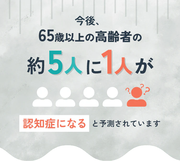 今後、65歳以上の高齢者の約5人に1人が認知症になると予測されています